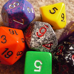 Some dice used in traditional roleplaying games