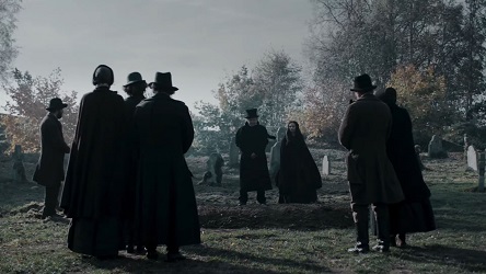 Raven's Hollow; the townsfolk dress in black for another funeral.