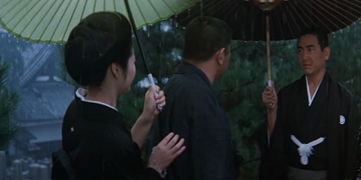 Big Time Gambling Boss (博奕打ち 総長賭博); a confrontation at a rainy funeral between Shinjirô Nakai and Tetsuo Matsuda (Kôji Tsuruta and Tomisaburô Wakayama).