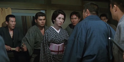 Big Time Gambling Boss (博奕打ち 総長賭博); loyal to her husband, Tsuyako (Hiroko Sakuramachi) stands up to Tetsuo Matsuda (Tomisaburô Wakayama).