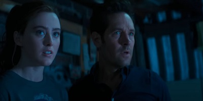 Ant-Man and the Wasp: Quantumania; Cassie and Scott Lang (Kathryn Newton and Paul Rudd) gaze into the portal.