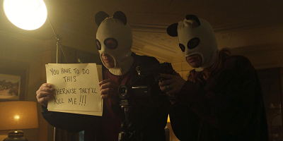 A Kind of Kidnapping; making those panda eyes at their hostage, Brian and Maggie (Jack Parry-Jones and Kelly Wenham).
