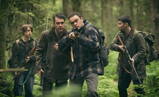 Kill; brothers Vince, John and Henry (Calum Ross, Brian Vernel and Daniel Portman) are taking hunting by their father Don (Paul Higgins).