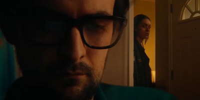Don't Look Away; Steve (Colm Hill) is indifferent to the suffering of his girlfriend Frankie (Kelly Bastard).