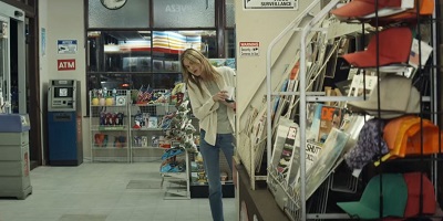 Night of the Hunted; Alice (Camilla Rowe) hunts for service in the convenience store.