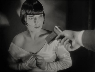 Pandora's Box (Die Büchse der Pandora); presented with a gun and ordered to kill herself, Lulu (Louise Brooks) does not answer to the men who would tell her what to do.