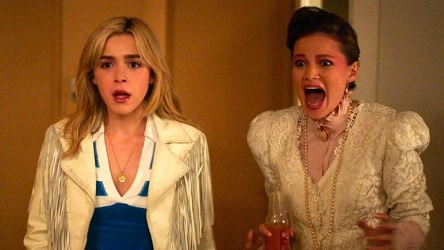 Totally Killer; Jamie and her mother-to-be Pam (Kiernan Shipka and Julie Bowen) find a surprise which ruins the party.